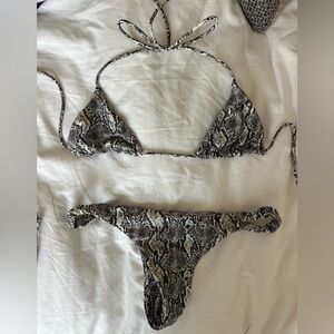 Ark swimwear - triangle bikini top (XS) and Brazilian bikini bottom (S) (snake)